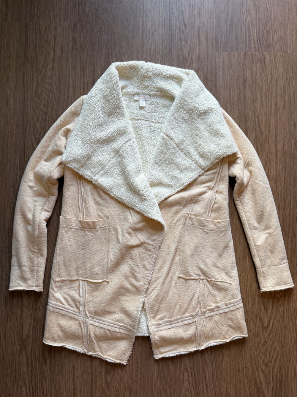 Sun & Shadow Women’s XS Cream Sherpa Collar Long Cardigan Jacket Boho